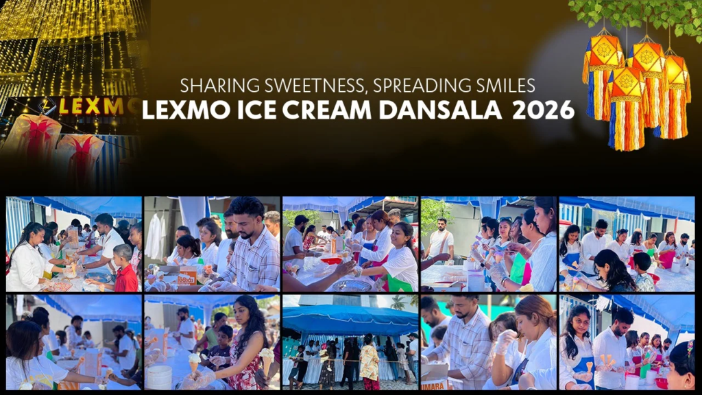 Event banner for Lexmo Ice Cream Dansala 2026 featuring festive lights and hanging lanterns.